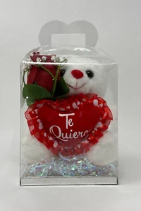 San Valentino Orso Bianco “Te Quiero” 5” x 3,5” x 6,5” Confezione Regalo Trasparente - Foto 1 di 4