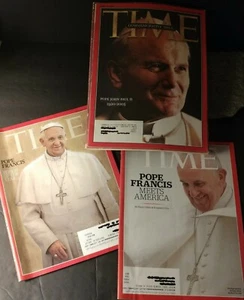 TIME MAGAZINE POPE JOHN PAUL II & POPE FRANCIS 3PC COLLECTION-GREAT SHAPE. - Picture 1 of 12