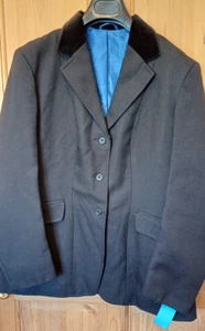 CHAQUETA DE MONTAR PONY CABALLO CUELLO TERCIOPELO GORRING NEGRO POLIÉSTER PECHO 40" - Imagen 1 de 16