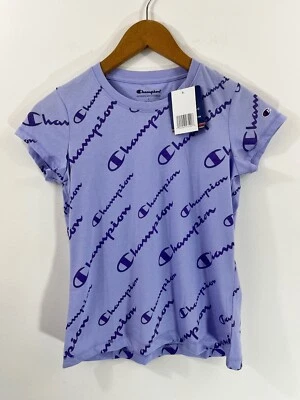 Nueva con etiquetas Camiseta Top Camiseta Tag Girls Champion Original Manga Corta Gimnasio Activo Púrpura Foto 1 de 4