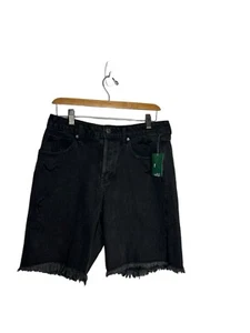 Wild Fable Shorts Womens 6 Black Distressed Jean Bermuda Wide leg High Rise NWT - Picture 1 of 2