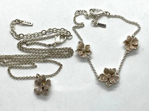 Lovely Danish PILGRIM Enamelled Flower Pendant Necklace & Bracelet Set - Picture 1 of 8