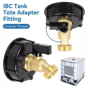 275-330 Gallon IBC Tote Tank Adapter 2inch Coarse Thread Brass Hose Faucet Valve - Picture 1 of 8
