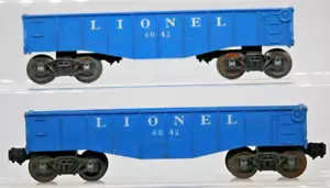 LIONEL 6042 GONDOLA Blue CAR VINTAGE POST WAR TRAIN Lot of 2 - Picture 1 of 5