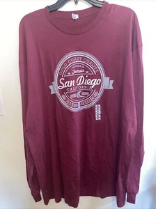 Mens XL San Diego long sleeve tshirt Burgundy - Picture 1 of 4