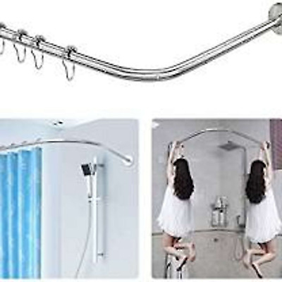 SIKAIQI Stretchable 304 Stainless L Shaped Bathroom Bathtub Corner Shower Curtai • 32.60€