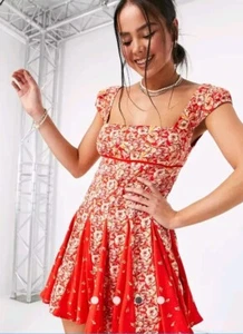 Mini Vestido Free People Ponderosa Falda Flippy Fresa Floral Talla XS - Imagen 1 de 6
