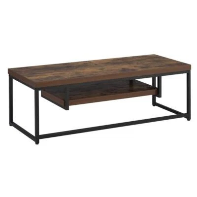 ACME Bob Rectangular Wooden TV Stand with Shelf in Weathered Oak and Black - Image 1 of 4