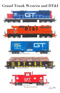 Grand Trunk Western and DT&I 11"x17" Railroad Poster by Andy Fletcher signed - Picture 1 of 1
