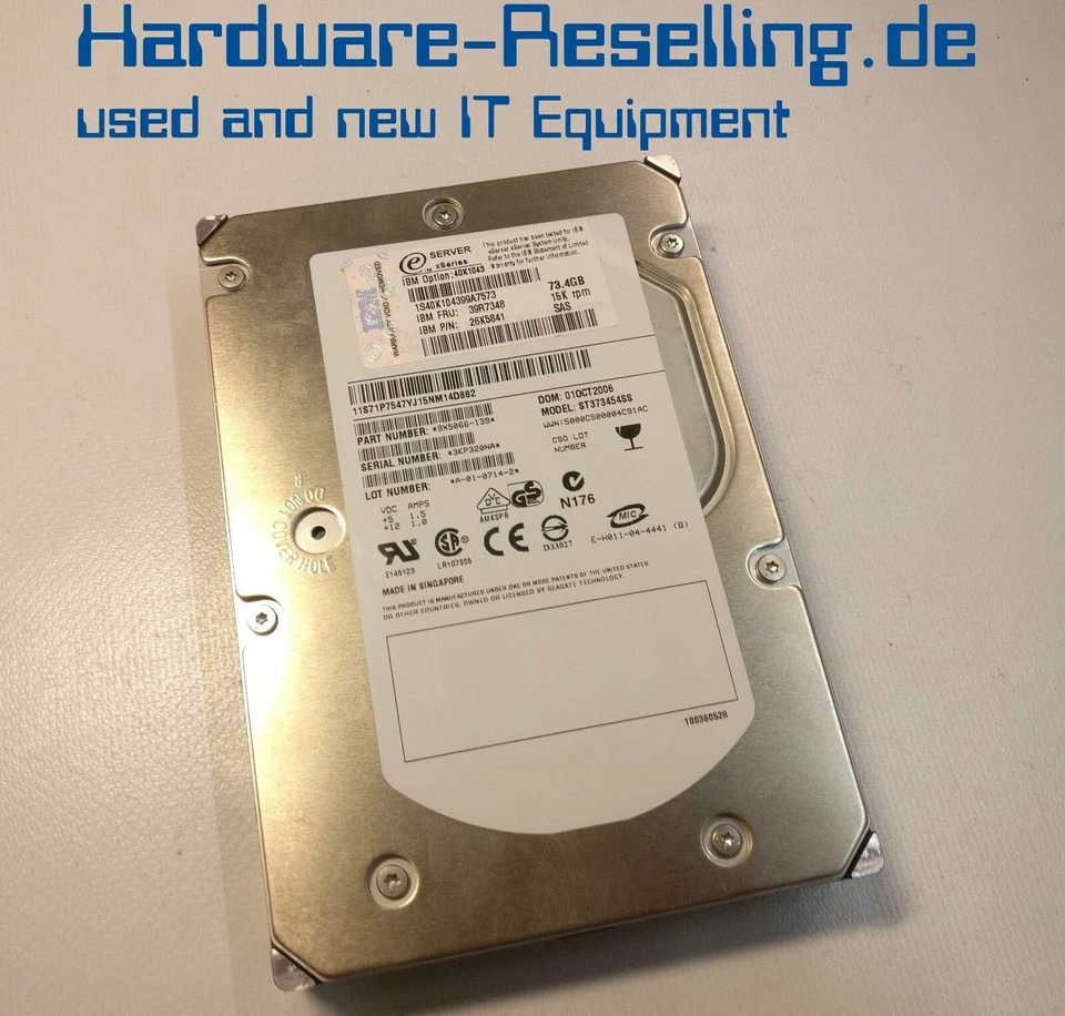IBM 73GB 15K 3.5" SAS ST373454SS 26K5841 9X5066-139 - Immagine 1 di 1