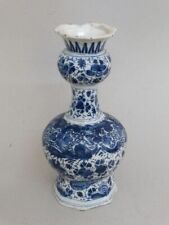 Antike Delft Vase auf oktagonalem Stand mit floralem Dekor - Fayence - 18. Jh.