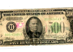 $500 (NEW YORK) 1934 $500 "LARGE DENOMINATION" $500 (NEW YORK) 1934 $500 !!!! - Picture 1 of 3