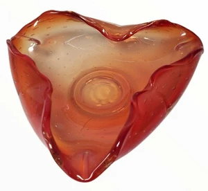 Bandeja de cenizas de cigarrillo con burbujas controladas de vidrio artístico de Murano vintage cuenco rosa - Imagen 1 de 12