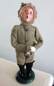 VINTAGE BYERS CHOICE CAROLERS BOY IN A GREEN COAT CHALFONT PA 2000