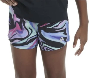 ADIDAS AEROREADY Girls Lined Athletic Shorts Size 5 Purple Black Regular Fit NWT - Picture 1 of 6