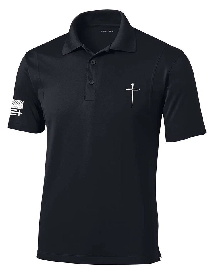 Trenz Shirt Company Mens Christian Polo Embroidered Nail Cross Golf Polo - Image 1 of 1