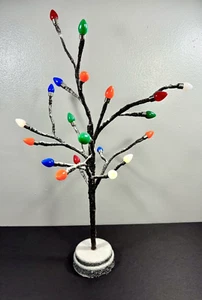 18 Inch Tabletop Christmas Birch Tree w/ 20 Multicolored Lights Battery Operated - Picture 1 of 13
