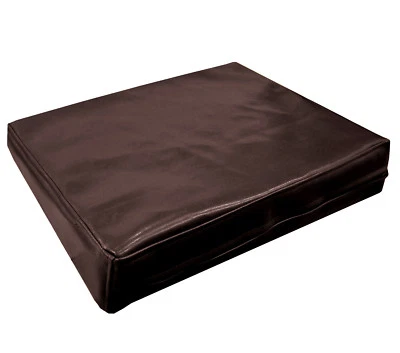 pe203t Coco Brown Faux Leather Classic Pattern 3D Box Cushion Cover Custom Size - Image 1 of 4