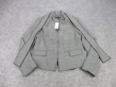 NUEVO Abrigo Banana Republic Chaqueta Mujer 6 Gris Negro Mezcla Lana Espiga Corbata Foto 1 de 4