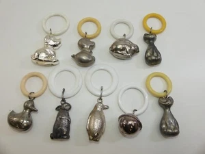 (ref288CU) 9x Antique silver plated rattles teethers - Picture 1 of 7