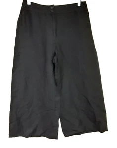 Pantalones Gaucho Coldwater Creek Lino Rayón Para Mujer Talla 6 Negro Botones Cremallera - Imagen 1 de 11