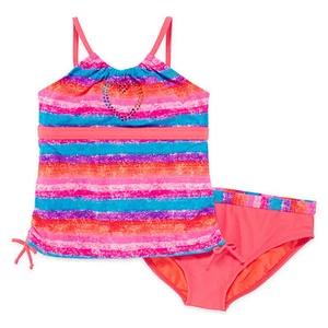 Angel Beach 2-pc. Sunset Striped Tankini Swimsuit Size 8 New - Picture 1 of 2