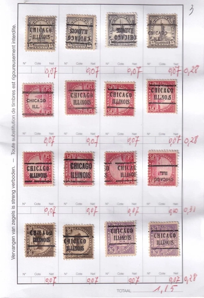 SA21b United States 1922-1934 Chicago, Illinois Precancelled stamps hinged. - Image 1 of 1