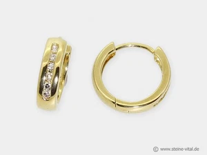 Schöne 333er Gold Creolen mit Diamanten (2187) - Bild 1 von 1