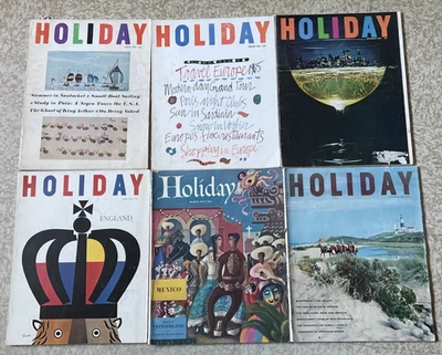 Holiday Magazine Lot of 6 1947-1965 Travel Europe USA Trains Retro Art Adverts - Image 1 of 4