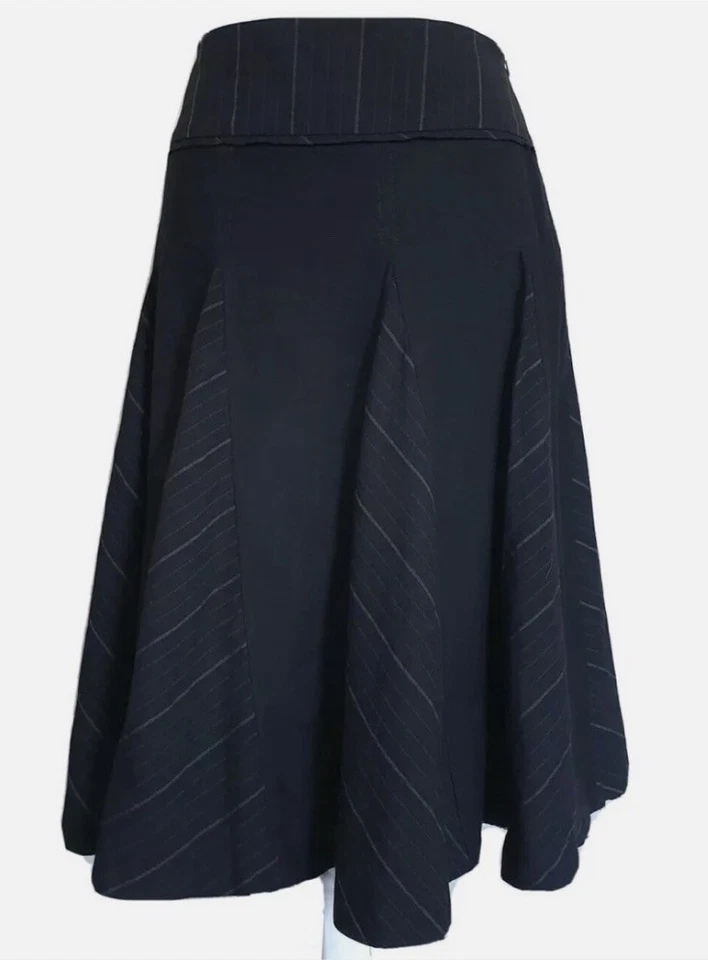 Whistles Midi Skirt Black Grey Full Flare Wool Mix Steampunk Victorian UK 14 - Image 1 of 4