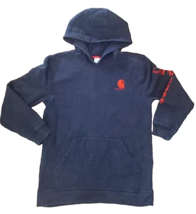 Carhartt Youth Hoodie Navy Blue Pullover with Red Logo Size XL (18-20} - Picture 1 of 4