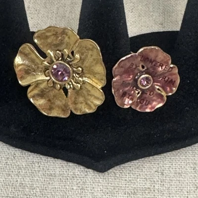 Pilgrim Signed Enamel Statement Ring Floral Rhinestone Bling Whimsical Fun - Image 1 of 4