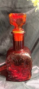 Decantador de vidrio artístico estilo Blenko corteza ámbar roja Empoli vintage 10x4x4 pulgadas - Imagen 1 de 13