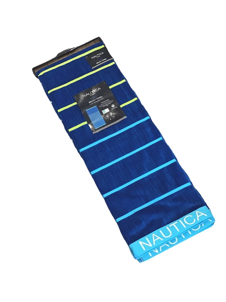 ¡NUEVO! Toalla de playa Nautica 36x72 de gran tamaño" tiras y logotipo multicolor grande 6 pies Foto 1 de 4