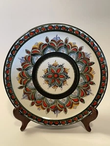 Vintage Handarbeit German 9.5" Ceramic Hand Painted Hanging Wall Plate Signed - Picture 1 of 11