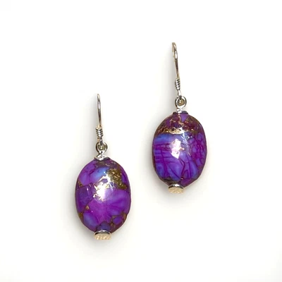 Silver Turquoise Earrings 925 Sterling Mohave Turquoise Hooks 3.7cm New - Image 1 of 4