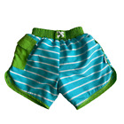 I Play swim trunks UPF 50 blue green stripes built in diaper Size 12 mo.