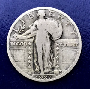 1927 P Standing Liberty Quarter 90% Silber - Strong Date - USA Münzen: Silber 25C - Bild 1 von 2