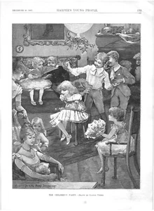 THE CHILDREN'S PARTY.VTG 1888 HARPER'S 11" x 8" GRAVURDRUCK - Bild 1 von 2