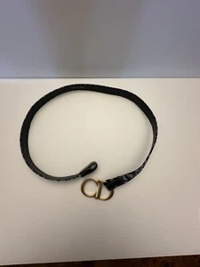 CHRISTIAN DIOR "DIORISSIMO" SKINNY TAILLENGÜRTEL GRAU CANVAS GOLDFARBENE HARDWARE - Bild 1 von 20