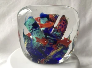 Murano style art glass under-water aquarium 6 tropical fish paperweight ornament - Picture 1 of 13