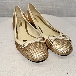 Geox Respira Gold Tan Weave Ballet Flats EU39 US8.5 - Picture 1 of 7