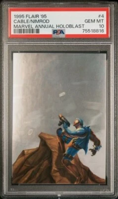 PSA 10 - 1995 Flair '95 Marvel Annual Holoblast 4 Cable vs. Nimrod Insert POP 3! - Image 1 of 3