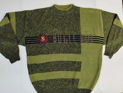 Vintage Bugle Boy Mens Large Spell Out Color Block Knit Crewneck Sweater 90s Y2K - Image 1 of 4