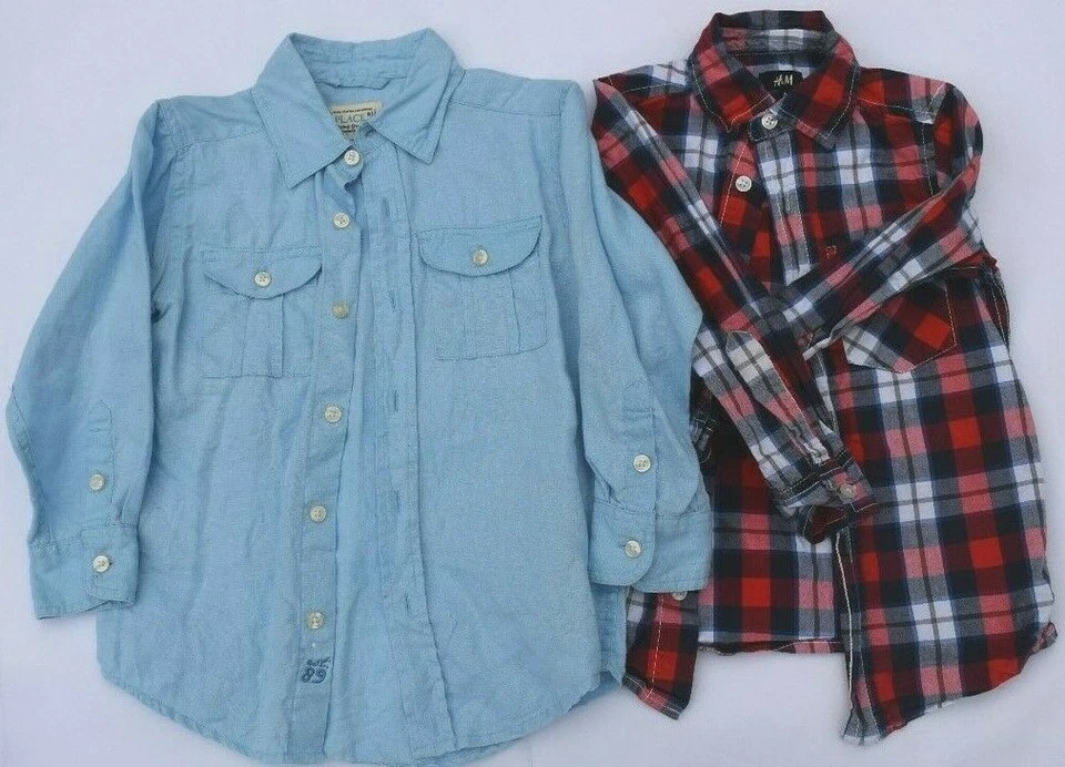 Lote de 2 Camisas de Vestir Manga Larga Lino Algodón Niños Talla 4 Niños Lugar H&M Foto 1 de 4