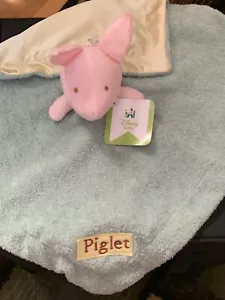 NEW DISNEY KIDS PREFERRED PIGLET SECURITY BLANKET LOVEY GREEN Pink Discontinued - Picture 1 of 4