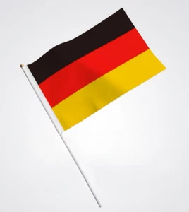2PCS 30x45cm German Flag Germany Both Sides Large Hand waving Flag On Stick - Picture 1 of 3