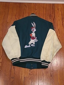 Vintage Looney Tunes Letterman Varsity Jacket Wool Bugs Bunny Baseball Mens XL - Picture 1 of 23