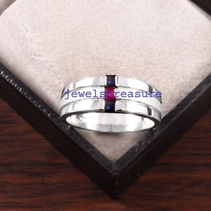 Natural Ruby & Sapphire Gemstones with 925 Sterling Silver Ring For Men's #4390 - Picture 1 of 10