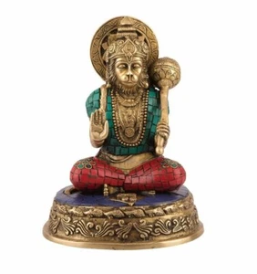 Handcrafted Hindu Brass God Lord Hanuman Ji Idol for Home Temple Statue - Picture 1 of 3